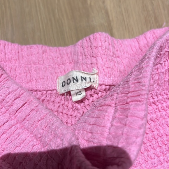DONNI. Pink Waffle Henley Shorts - Picture 2 of 4
